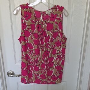 LOFT Pink Floral Blouse - Tan Base